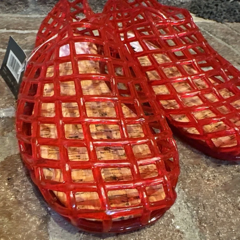 MIA Womens Darleene Jelly Mesh Slip On Flat Open Grid Rubber Shoes Red Sz 9 #562